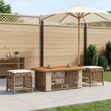 vidaXL Tuin Eettafel Set met kussen 3 pcs Beige en Crème poly rattan