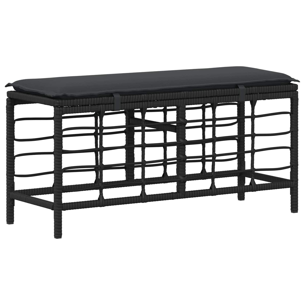 vidaXL Tuin Eettafel Set 3 pcs Zwart en Grijs Poly Riet en Acacia Hout