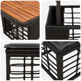 vidaXL Tuin Eettafel Set 3 pcs Zwart en Grijs Poly Riet en Acacia Hout