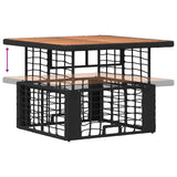 vidaXL Tuin Eettafel Set 3 pcs Zwart en Grijs Poly Riet en Acacia Hout
