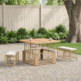 vidaXL Tuin Eettafel Set 3 pcs Zwart en Grijs Poly Riet en Acacia Hout