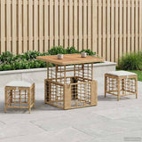 vidaXL Tuin Eettafel Set 3 pcs Zwart en Grijs Poly Riet en Acacia Hout