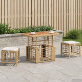 vidaXL Tuin Eettafel Set 3 pcs Zwart en Grijs Poly Riet en Acacia Hout