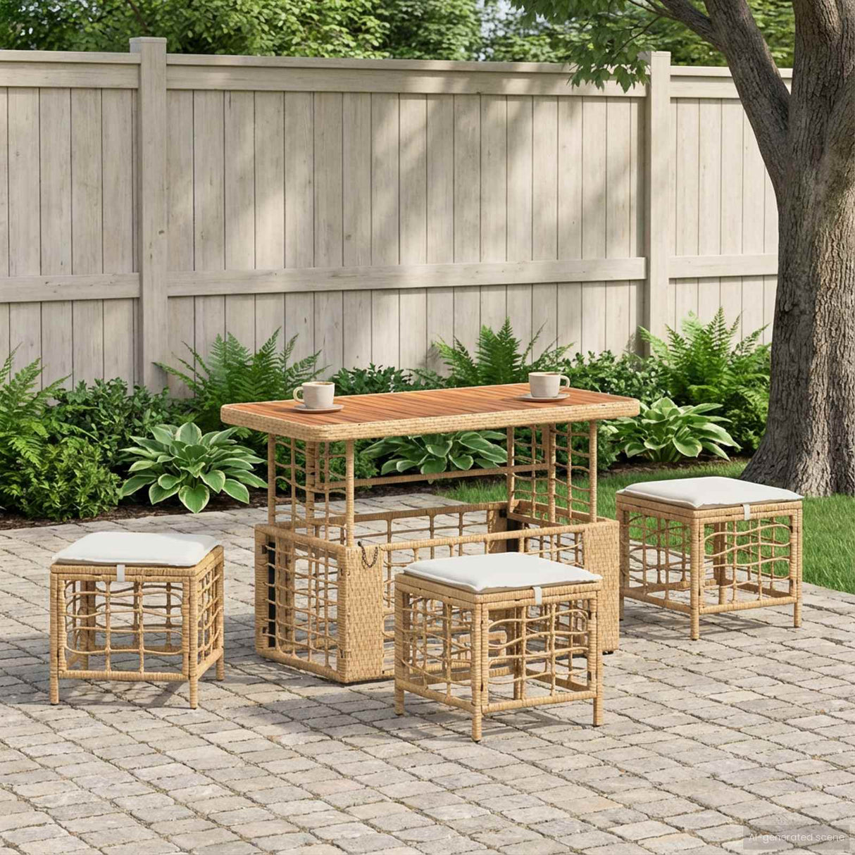 vidaXL Tuin Eettafel Set 3 pcs Zwart en Grijs Poly Riet en Acacia Hout