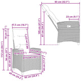 vidaXL Verstelbare stoel met theetafel Zwart 62 x 64 x 112 cm