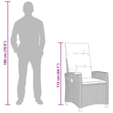 vidaXL Verstelbare stoel met theetafel Zwart 62 x 64 x 112 cm