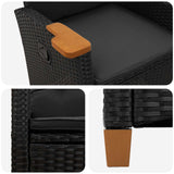 vidaXL Verstelbare stoel met theetafel Zwart 62 x 64 x 112 cm