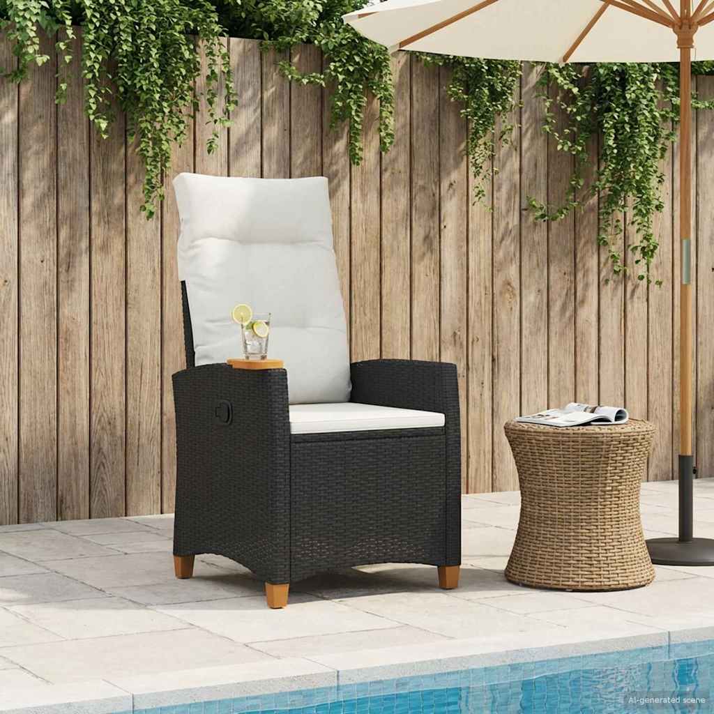 vidaXL Verstelbare stoel met theetafel Zwart 62 x 64 x 112 cm