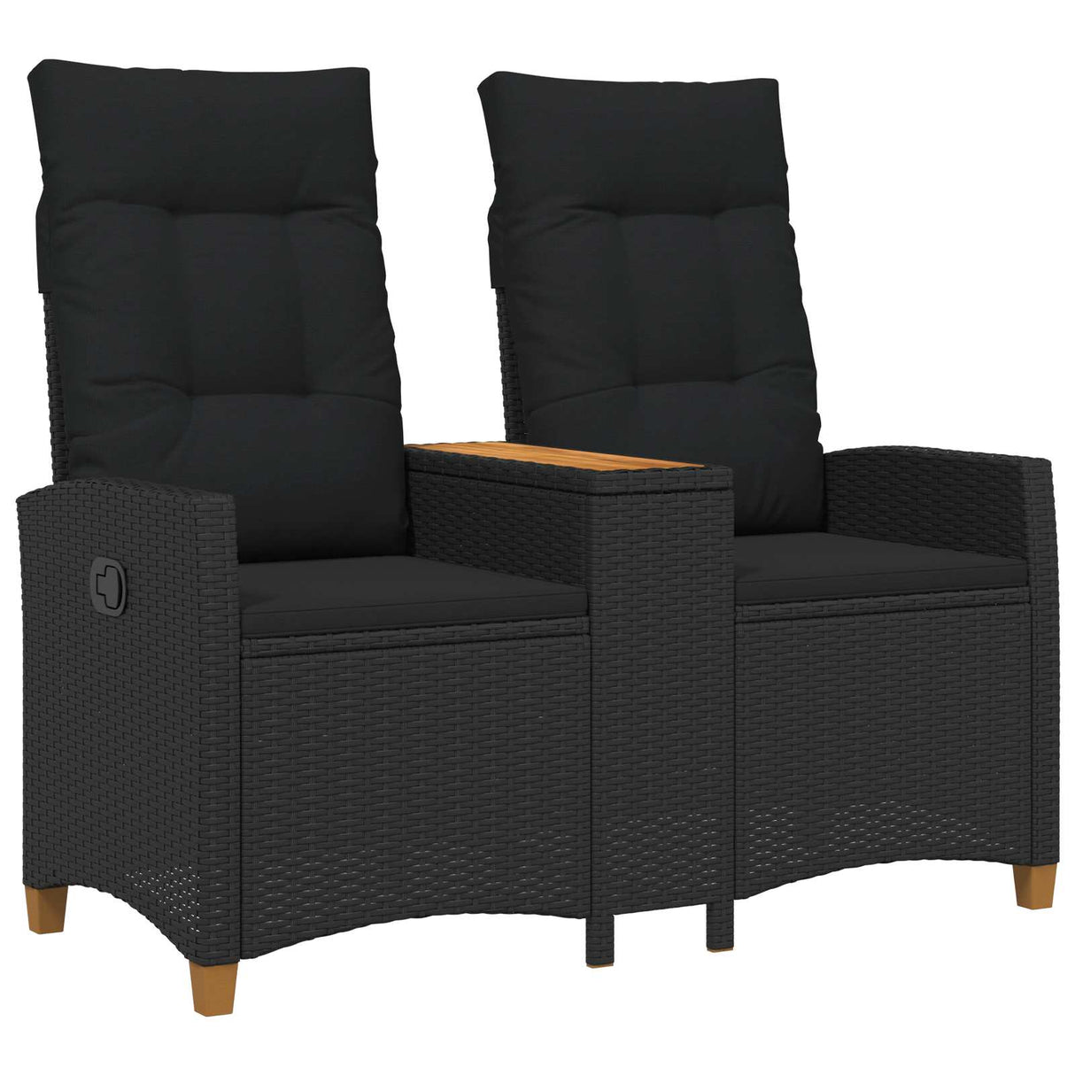vidaXL Sun Lounger with Table Black 126 x 65 x 112 cm poly rattan