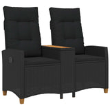 vidaXL Sun Lounger with Table Black 126 x 65 x 112 cm poly rattan