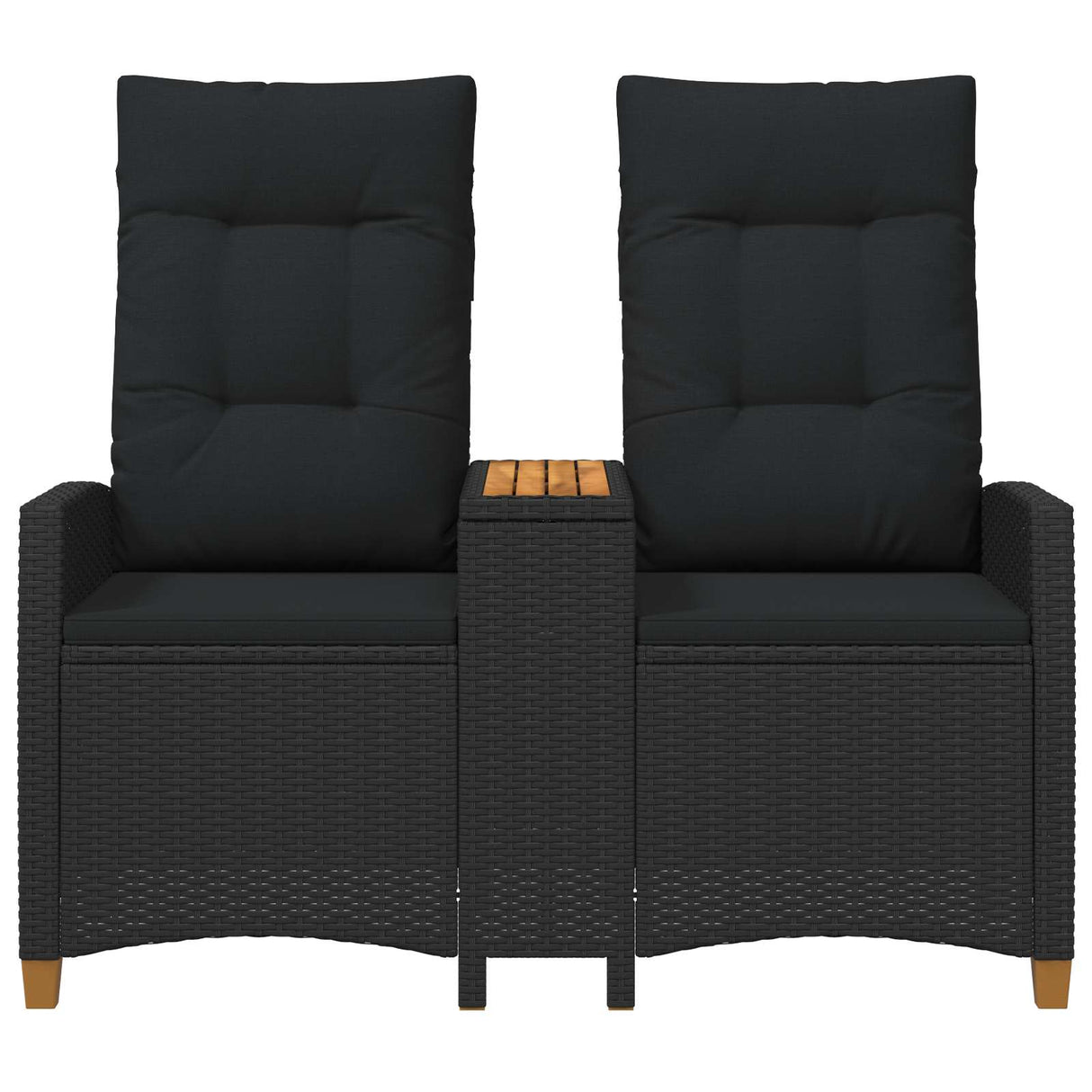 vidaXL Sun Lounger with Table Black 126 x 65 x 112 cm poly rattan