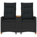 vidaXL Sun Lounger with Table Black 126 x 65 x 112 cm poly rattan