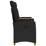 vidaXL Sun Lounger with Table Black 126 x 65 x 112 cm poly rattan
