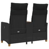 vidaXL Sun Lounger with Table Black 126 x 65 x 112 cm poly rattan