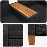 vidaXL Sun Lounger with Table Black 126 x 65 x 112 cm poly rattan