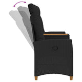 vidaXL Sun Lounger with Table Black 126 x 65 x 112 cm poly rattan