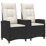 vidaXL Sun Lounger with Table Black 126 x 65 x 112 cm poly rattan