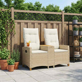 vidaXL Sun Lounger with Table Black 126 x 65 x 112 cm poly rattan