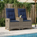 vidaXL Sun Lounger with Table Black 126 x 65 x 112 cm poly rattan