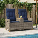 vidaXL Sun Lounger with Table Black 126 x 65 x 112 cm poly rattan