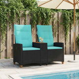 vidaXL Sun Lounger with Table Black 126 x 65 x 112 cm poly rattan