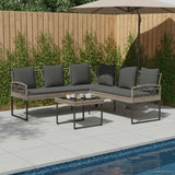 vidaXL Tuinsofa set met kussen 2 pcs Grijs Poly Rattan en Staal