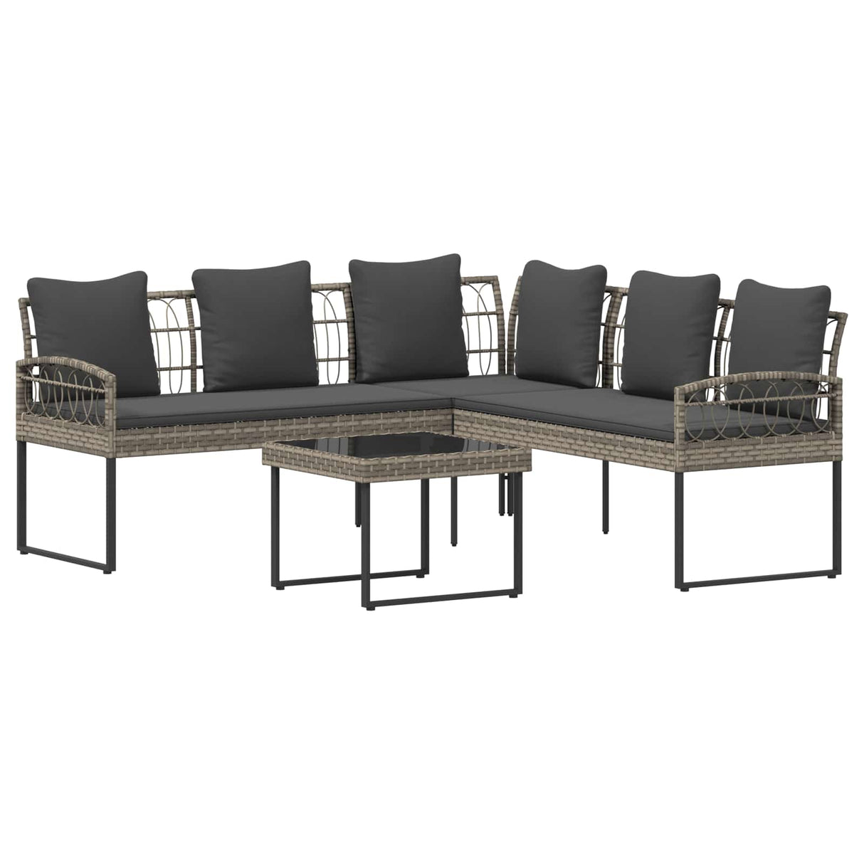 vidaXL Tuinsofa set met kussen 2 pcs Grijs Poly Rattan en Staal