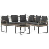 vidaXL Tuinsofa set met kussen 2 pcs Grijs Poly Rattan en Staal