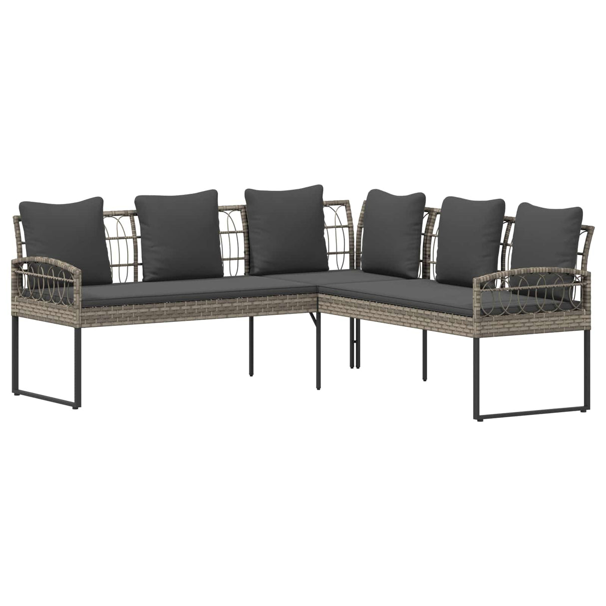 vidaXL Tuinsofa set met kussen 2 pcs Grijs Poly Rattan en Staal