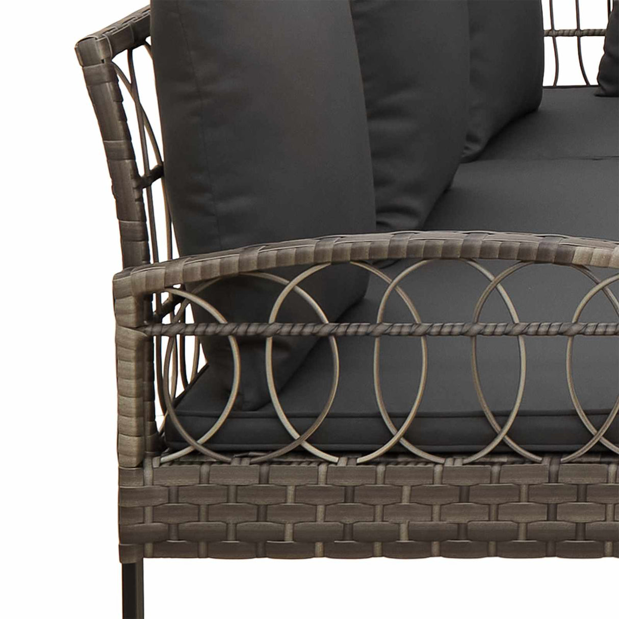 vidaXL Tuinsofa set met kussen 2 pcs Grijs Poly Rattan en Staal