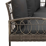 vidaXL Tuinsofa set met kussen 2 pcs Grijs Poly Rattan en Staal