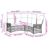 vidaXL Tuin verstelbare bank set Zwart 164 x 164 x 112 cm poly rattan