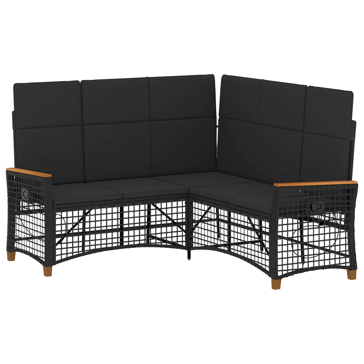 vidaXL Tuin verstelbare bank set Zwart 164 x 164 x 112 cm poly rattan