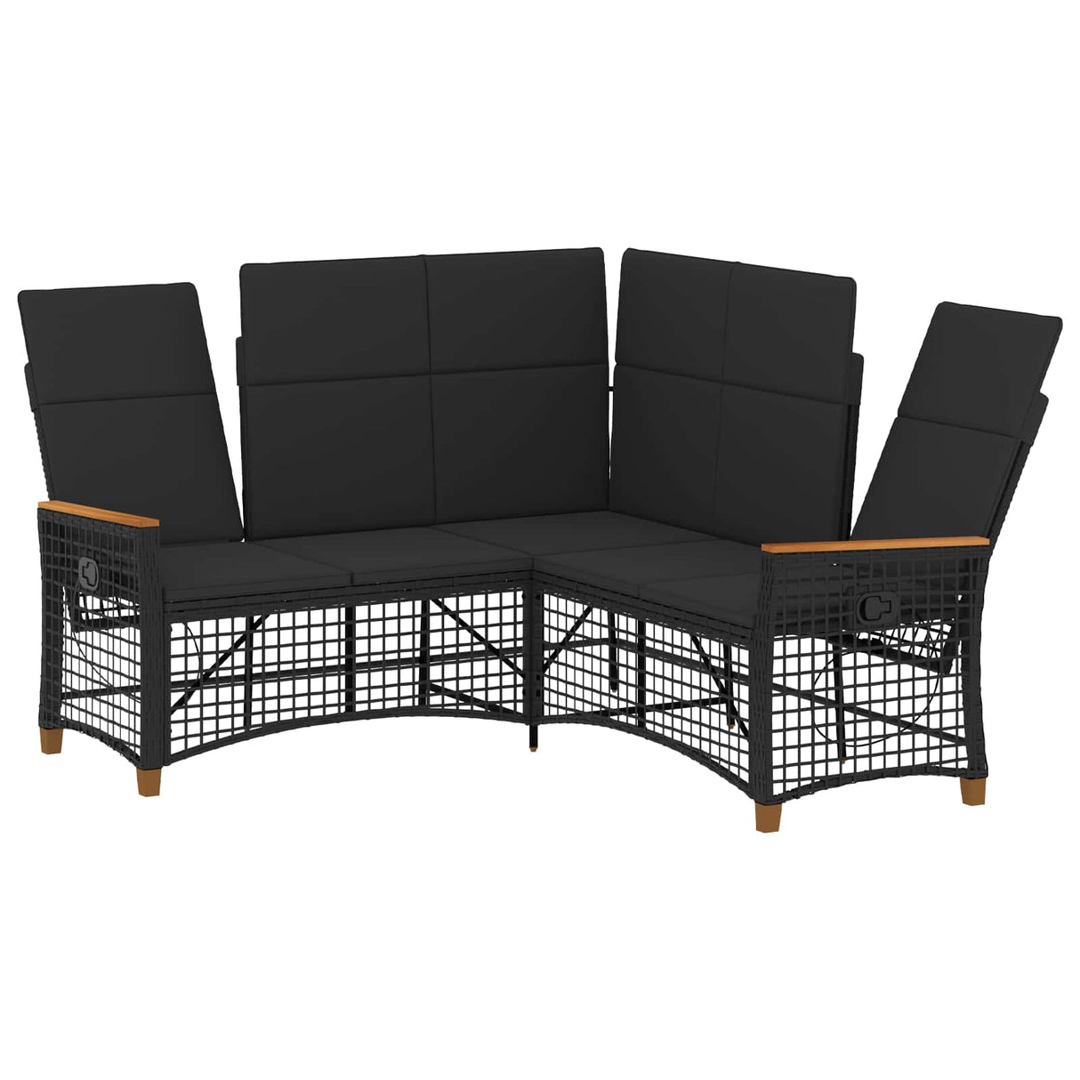 vidaXL Tuin verstelbare bank set Zwart 164 x 164 x 112 cm poly rattan