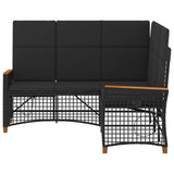 vidaXL Tuin verstelbare bank set Zwart 164 x 164 x 112 cm poly rattan