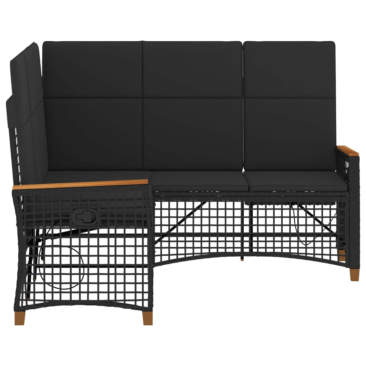 vidaXL Tuin verstelbare bank set Zwart 164 x 164 x 112 cm poly rattan