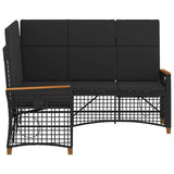 vidaXL Tuin verstelbare bank set Zwart 164 x 164 x 112 cm poly rattan