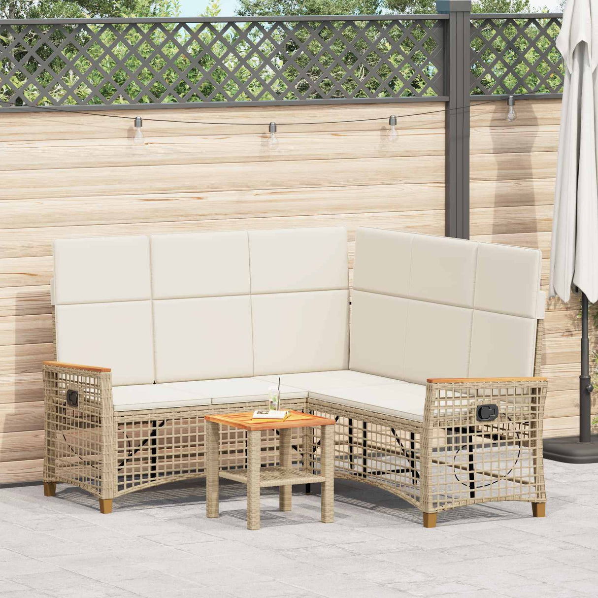 vidaXL Tuin verstelbare bank set Zwart 164 x 164 x 112 cm poly rattan