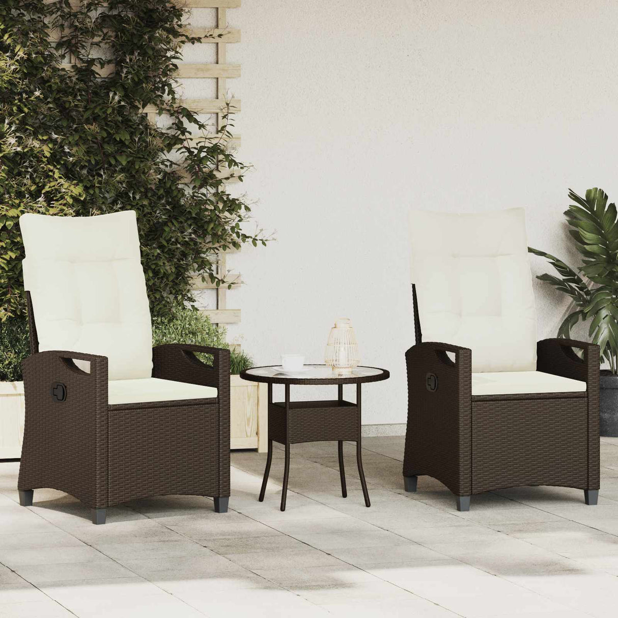 vidaXL Tuinstoel 2 pcs Zwart en Crème 56 x 60 x 112 cm