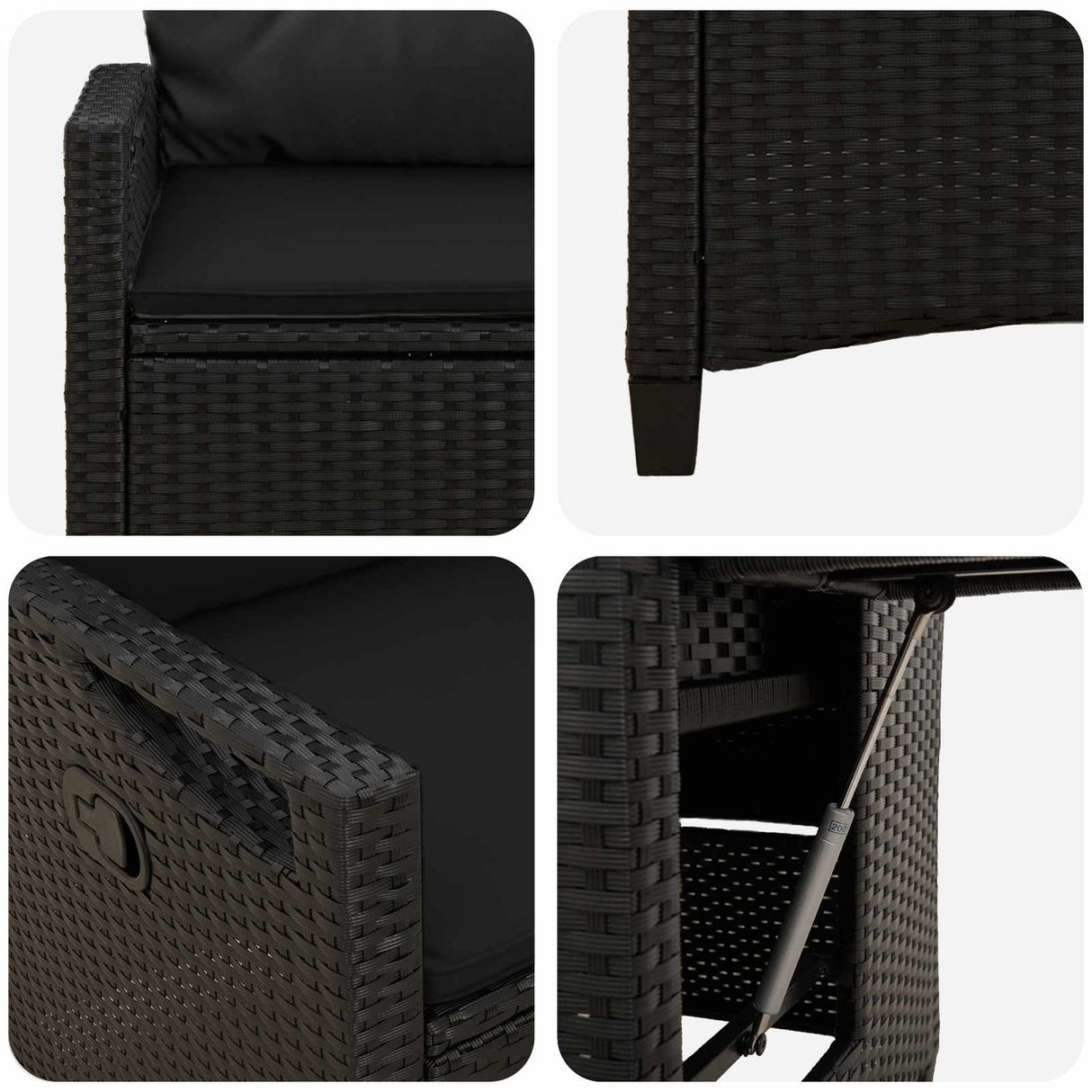 vidaXL Ligstoel voor Tuin Zwart 56 x 60 x 112 cm poly rattan