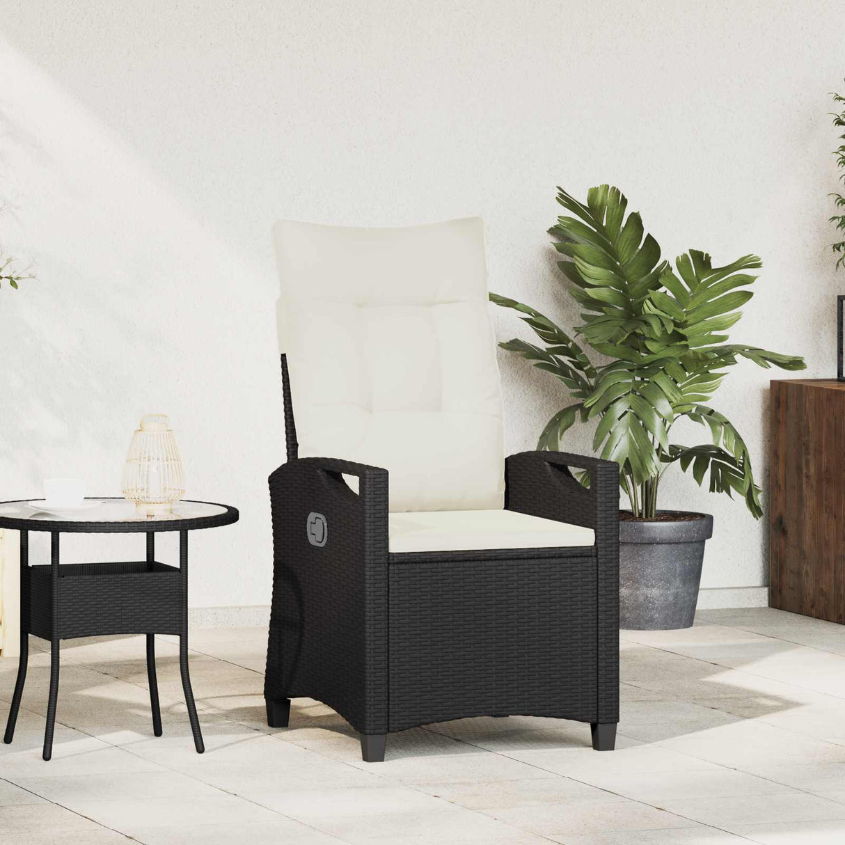 vidaXL Ligstoel voor Tuin Zwart 56 x 60 x 112 cm poly rattan