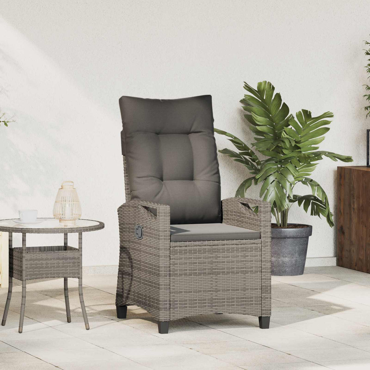 vidaXL Ligstoel voor Tuin Zwart 56 x 60 x 112 cm poly rattan