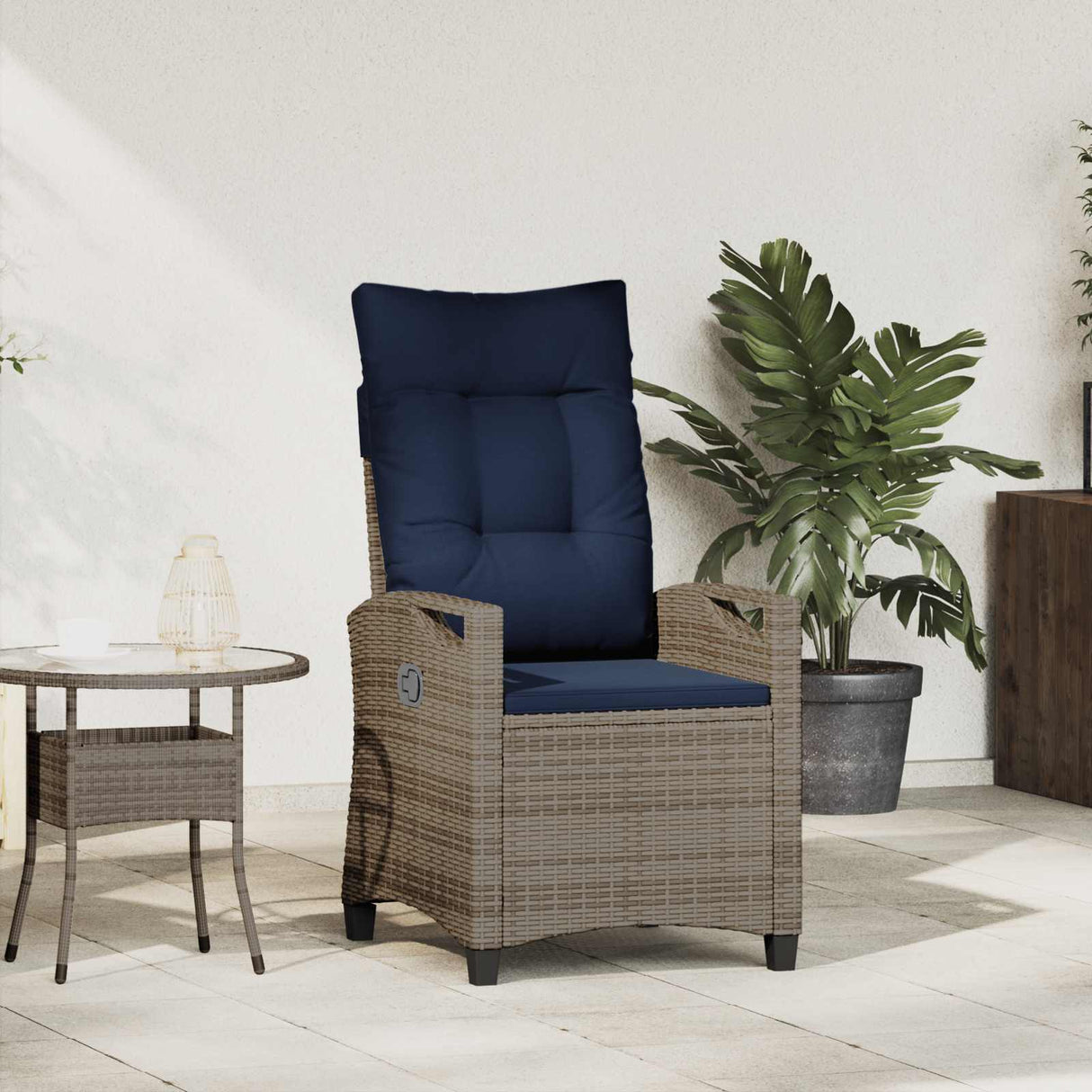 vidaXL Ligstoel voor Tuin Zwart 56 x 60 x 112 cm poly rattan