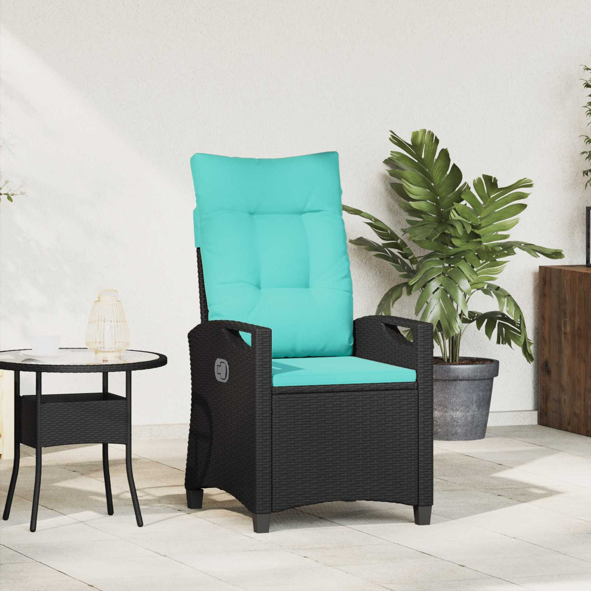 vidaXL Ligstoel voor Tuin Zwart 56 x 60 x 112 cm poly rattan