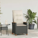 vidaXL Garden Reclining Chair with Cushion Black and Cream 64 x 57.5 x 112 cm