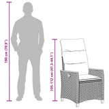 vidaXL Garden Reclining Chair with Cushion Black and Cream 64 x 57.5 x 112 cm