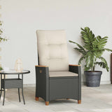 vidaXL Garden Reclining Chair with Cushion Black and Cream 64 x 57.5 x 112 cm