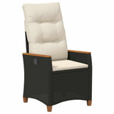 vidaXL Garden Reclining Chair with Cushion Black and Cream 64 x 57.5 x 112 cm