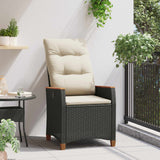 vidaXL Garden Reclining Chair with Cushion Black and Cream 64 x 57.5 x 112 cm
