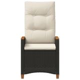 vidaXL Garden Reclining Chair with Cushion Black and Cream 64 x 57.5 x 112 cm